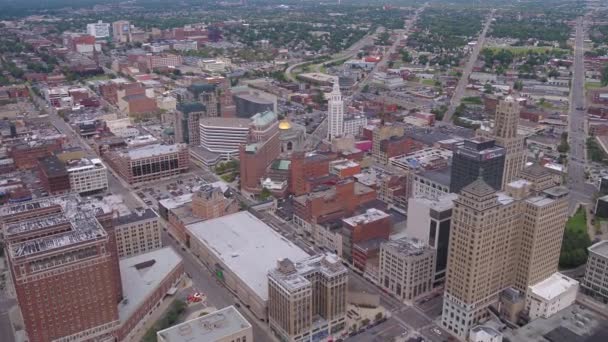 Aerial Video Downtown Buffalo New York Mulen Dag — Stockvideo