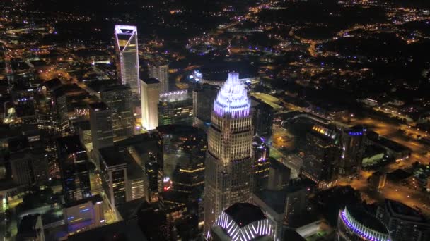 Şehir Merkezinde Charlotte North Carolina Geceleri Hava Video — Stok video