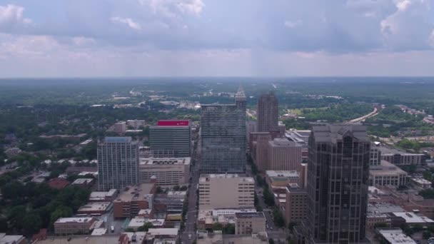 Vídeo Aéreo Del Centro Raleigh Carolina Del Norte Día Soleado — Vídeos de Stock