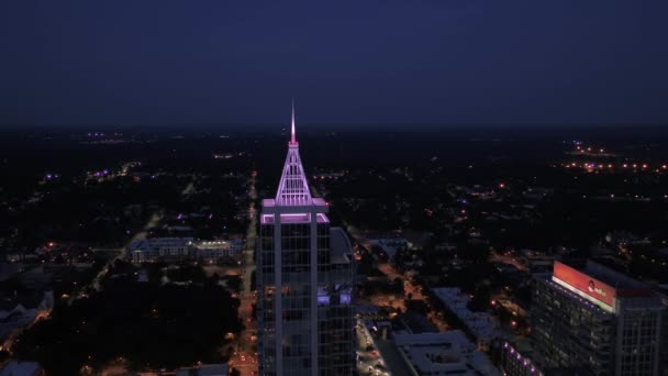 Lotnicze Wideo Miasta Raleigh Północnej Karolinie Nocy — Wideo stockowe