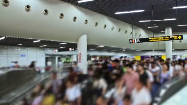 Tidsfördröjning För Tunnelbanestationer Shanghai Kina — Stockvideo