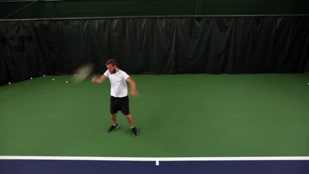 Tournage Vidéo Homme Jouant Tennis — Video