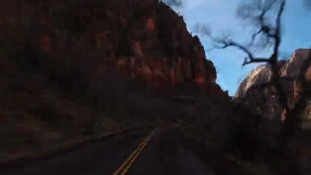 Upływ Czasu Prowadzenia Pojazdu Stanie Utah Park Narodowy Zion — Wideo stockowe