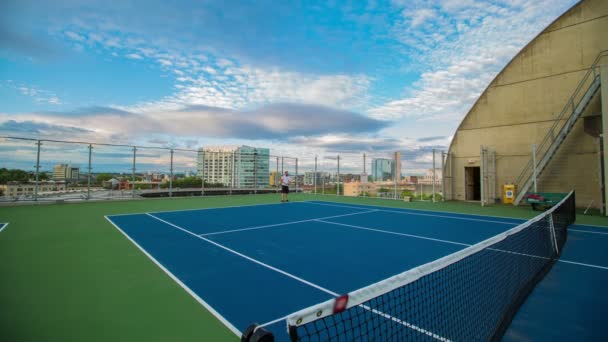 Tijd Lapse Shot Van Een Man Die Tennissen — Stockvideo