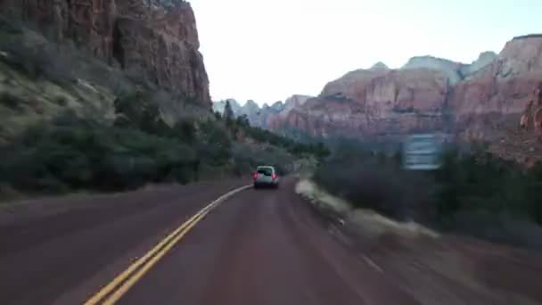 Upływ Czasu Prowadzenia Pojazdu Stanie Utah Park Narodowy Zion — Wideo stockowe