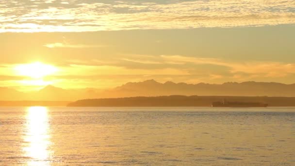 Atardecer Sobre Las Montañas Olímpicas Seattle Washington — Vídeo de stock