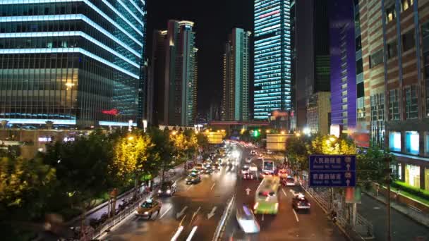Zaman Atlamalı Şehir Merkezindeki Shanghai Pudong Bölgesi Içinde — Stok video