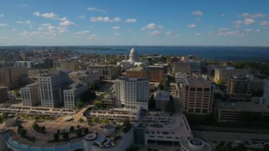 Madison Wisconsin şehrin havadan video