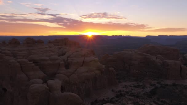 Aerial Video Arches National Park Utah Beautiful Sunny Day — Stock Video