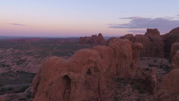 Aerial Video Arches National Park Utah Beautiful Sunny Day — Stock Video
