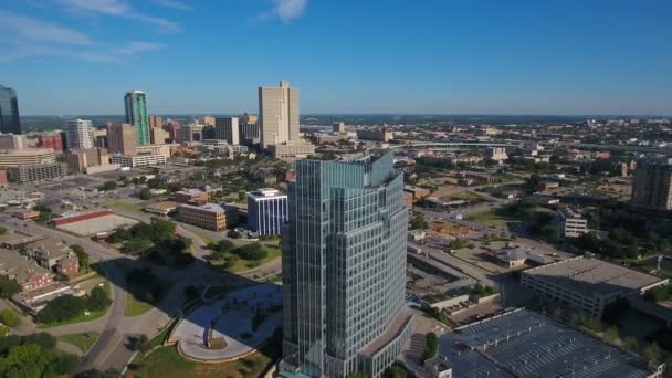 Video Aéreo Del Centro Ciudad Fort Worth Texas — Vídeo de stock