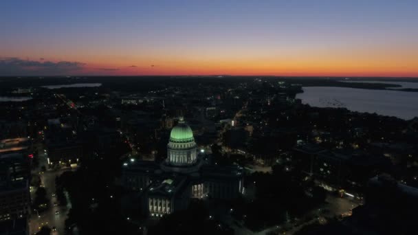 Vídeo Aéreo Centro Madison Wisconsin — Vídeo de Stock