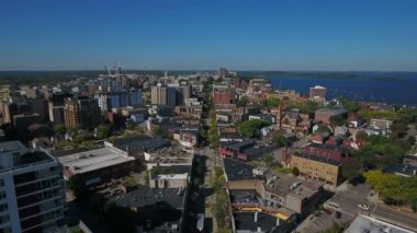Madison Wisconsin şehrin havadan video