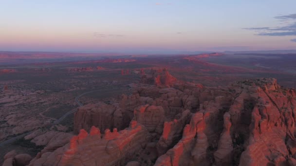 Antenna Video Arches Nemzeti Park Utah Ban Egy Szép Napsütéses — Stock videók