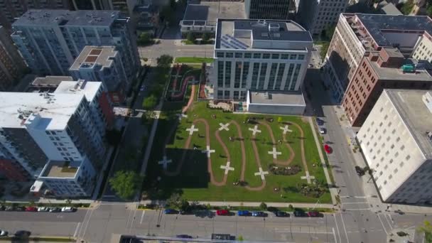 Vídeo Aéreo Del Centro Madison Wisconsin — Vídeo de stock