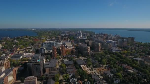 Vídeo Aéreo Del Centro Madison Wisconsin — Vídeos de Stock