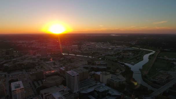 Aerial Video Downtown Fort Worth City Texas — Stock Video