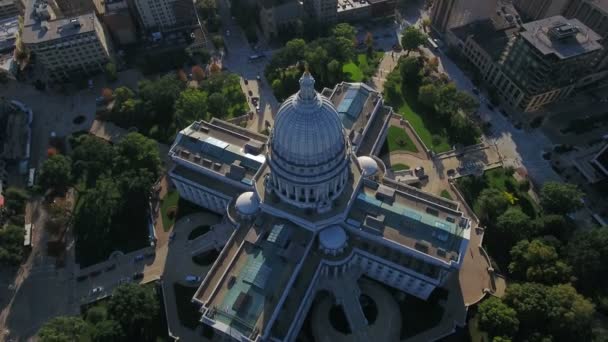 Vídeo Aéreo Del Centro Madison Wisconsin — Vídeos de Stock