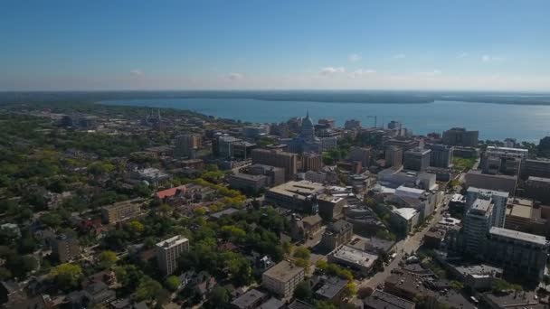 Vídeo Aéreo Centro Madison Wisconsin — Vídeo de Stock