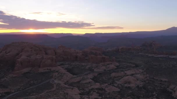 Aerial Video Arches National Park Utah Beautiful Sunny Day — Stock Video