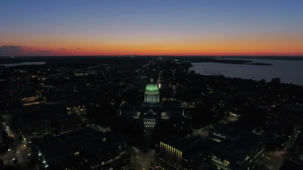 Vídeo Aéreo Centro Madison Wisconsin — Vídeo de Stock