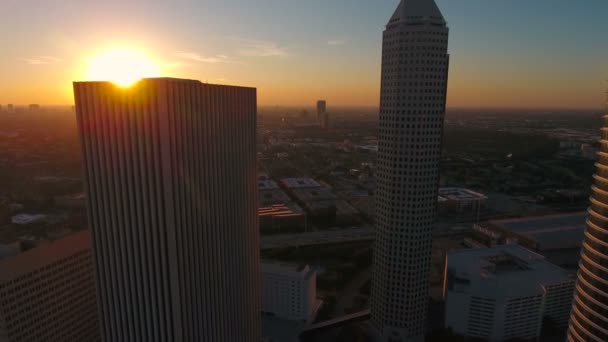 Luchtfoto Video Van Downtown Houston Texas — Stockvideo