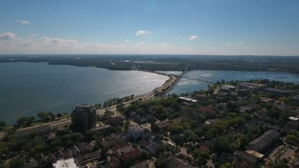 Vídeo Aéreo Del Centro Madison Wisconsin — Vídeos de Stock