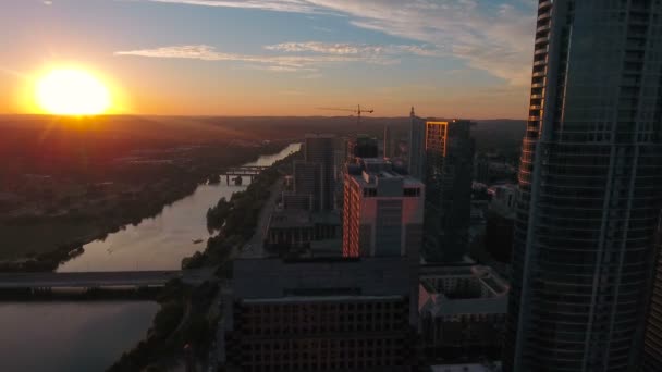 Luchtfoto Video Van Downtown Austin Texas — Stockvideo