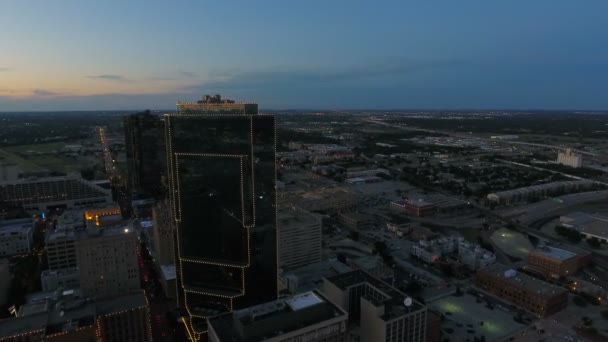 Video Aéreo Del Centro Ciudad Fort Worth Texas — Vídeos de Stock