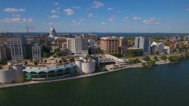 Madison Wisconsin şehrin havadan video