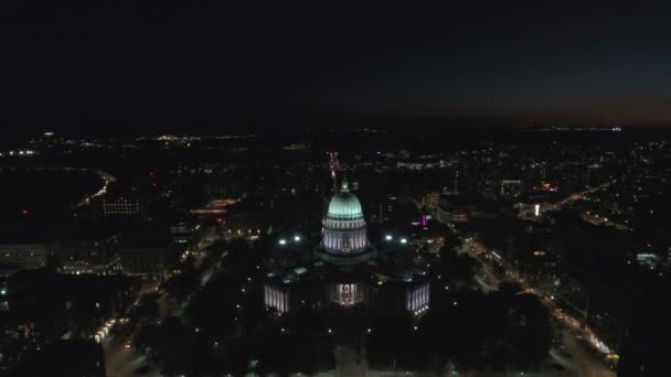 Vídeo Aéreo Del Centro Madison Wisconsin — Vídeos de Stock