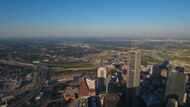 Vídeo Aéreo Del Centro Houston Texas — Vídeos de Stock