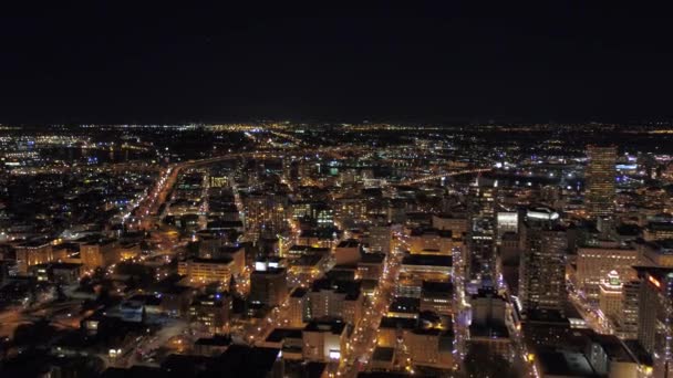 Aerial Video Downtown Portland Night — Stock Video