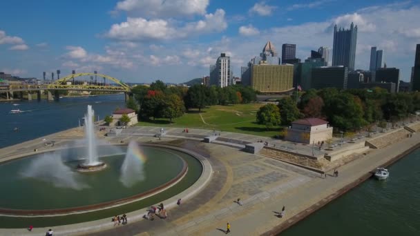 Luchtfoto Video Van Het Centrum Van Pittsburgh Pennsylvania — Stockvideo