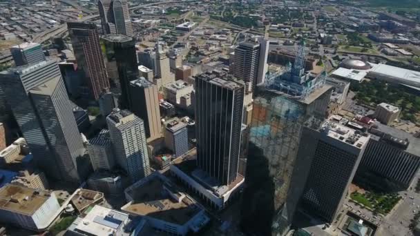 Vídeo Aéreo Del Centro Dallas Texas — Vídeos de Stock