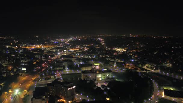 Vídeo Aéreo Del Centro Ciudad Providence Por Noche Rhode Island — Vídeos de Stock