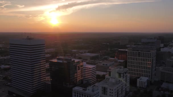 Luchtfoto Video Van Downtown Columbia Stad Bij Zonsondergang South Carolina — Stockvideo