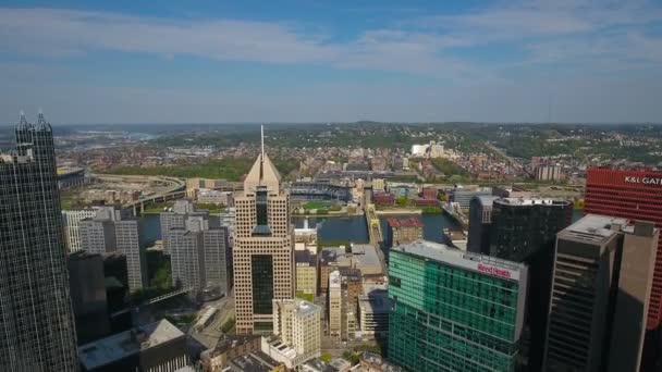 Vídeo Aéreo Del Centro Pittsburgh Pennsylvania — Vídeos de Stock