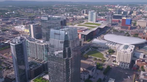 Aerial Video Downtown Nashville Sunny Day — Stock Video