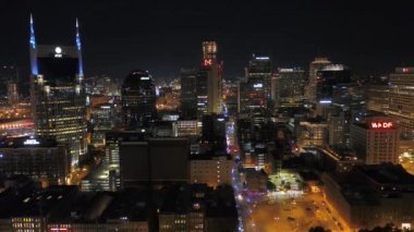 Downtown Nashville geceleri hava video 