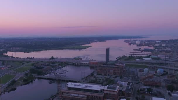 Vídeo Aéreo Del Centro Providence Amanecer — Vídeos de Stock