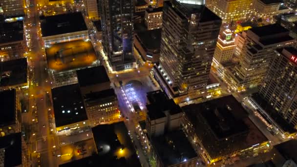 Aerial Video Centrala Portland Natten — Stockvideo
