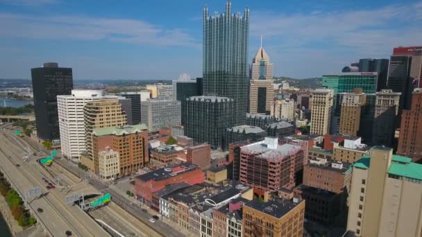 Vídeo Aéreo Centro Pittsburgh Pensilvânia — Vídeo de Stock