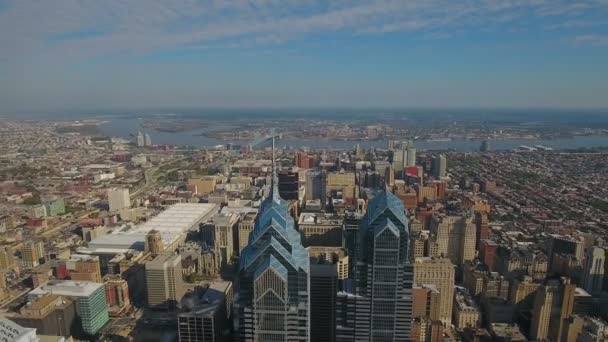 Vídeo Aéreo Del Centro Filadelfia Pennsylvania — Vídeo de stock