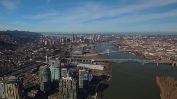 Luchtfoto Video Van Portland South Waterfront — Stockvideo