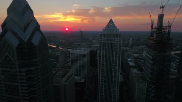 Luchtfoto Video Van Het Centrum Van Philadelphia Pennsylvania — Stockvideo