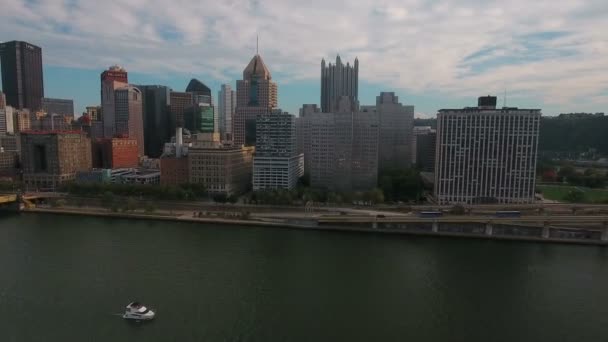 Vídeo Aéreo Del Centro Pittsburgh Pennsylvania — Vídeos de Stock