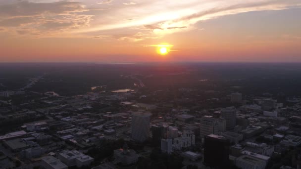 Luchtfoto Video Van Downtown Columbia Stad Bij Zonsondergang South Carolina — Stockvideo