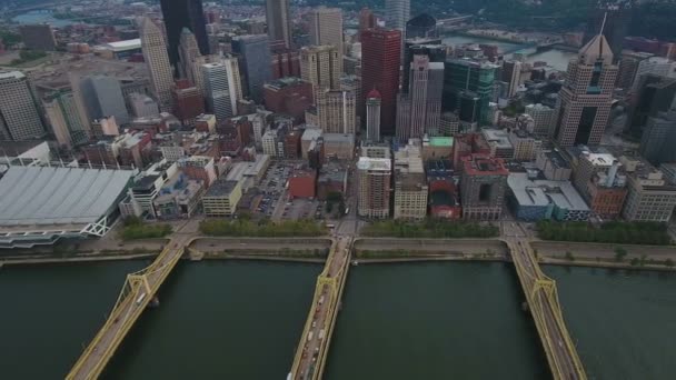 Luchtfoto Video Van Het Centrum Van Pittsburgh Pennsylvania — Stockvideo