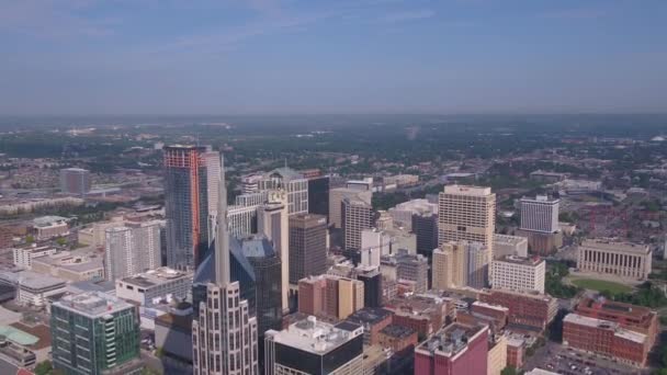 Lotnicze Wideo Downtown Nashville Słoneczny Dzień — Wideo stockowe